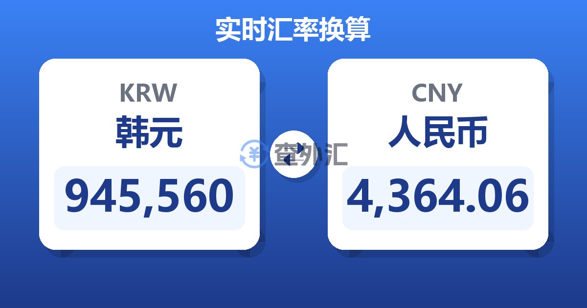 945,560韩元兑人民币