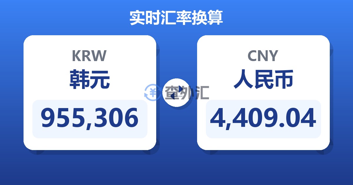 955,306韩元兑人民币