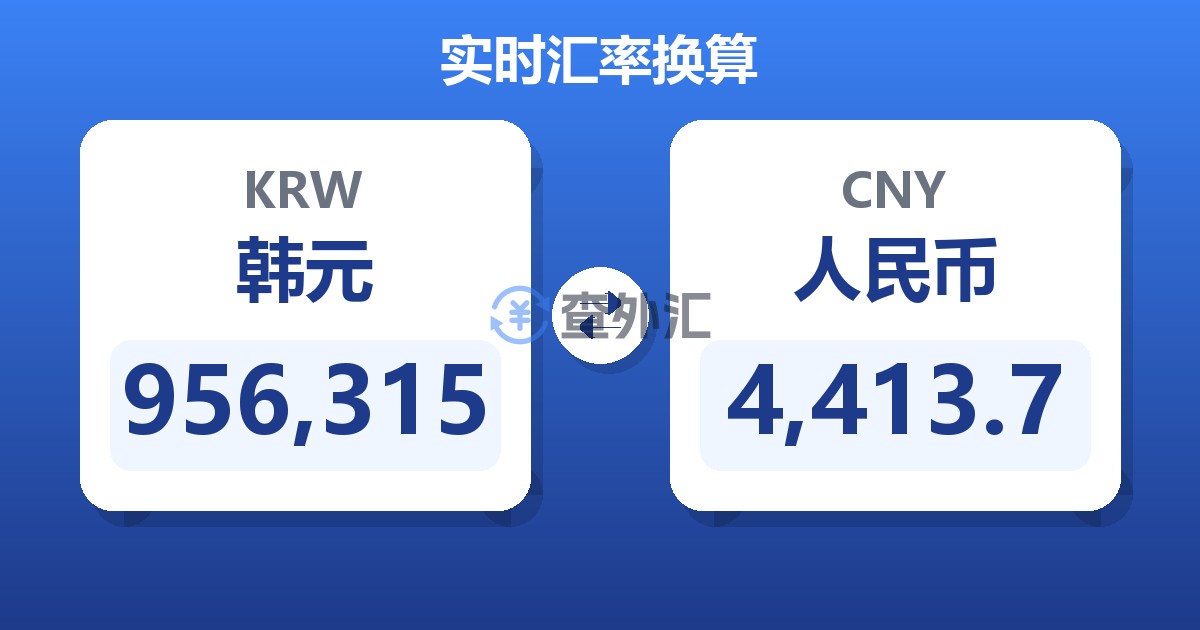 956,315韩元兑人民币