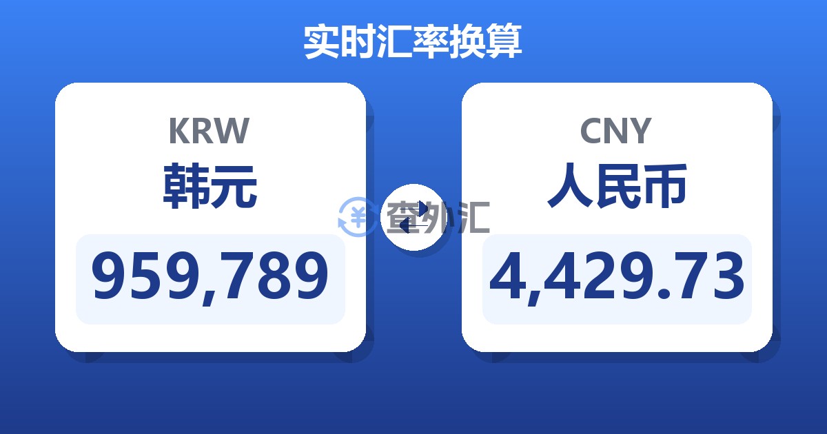959,789韩元兑人民币