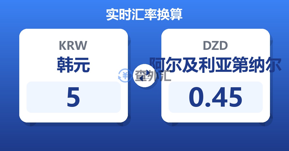 5韩元兑阿尔及利亚第纳尔