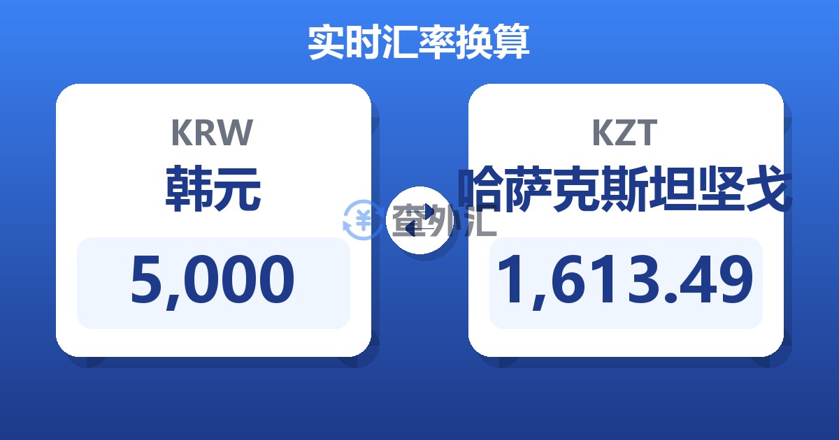 5,000韩元兑哈萨克斯坦坚戈