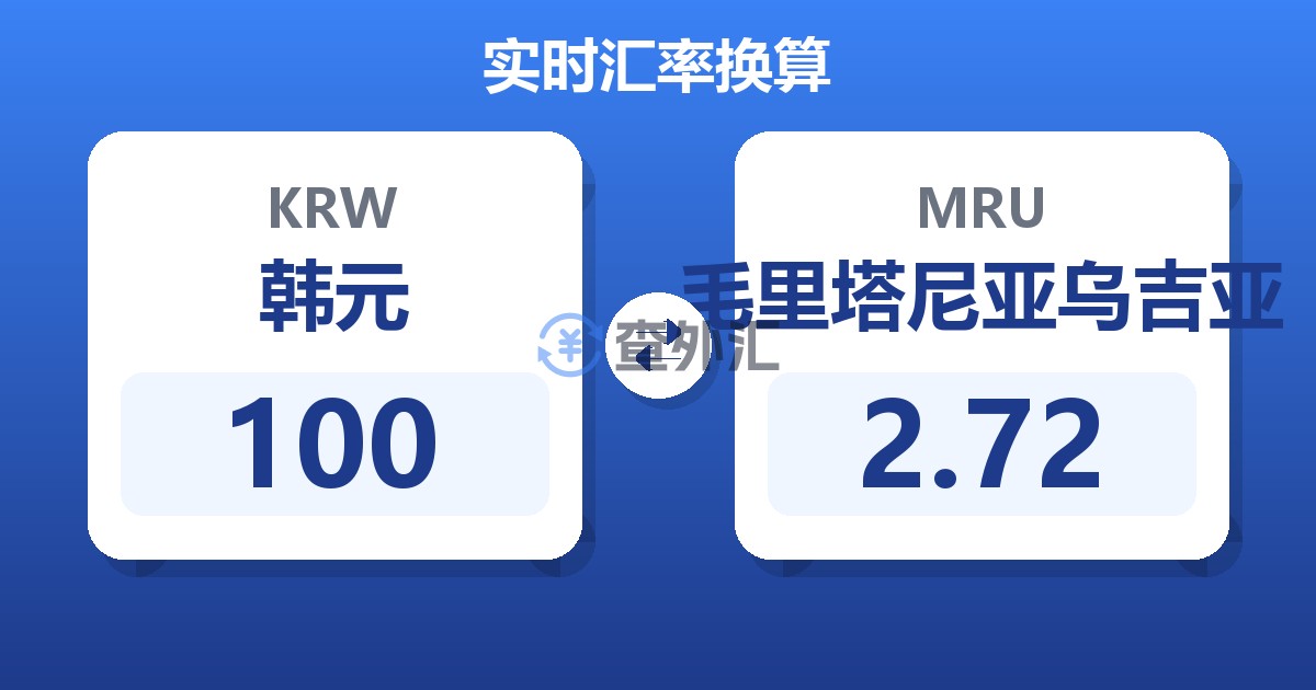 100韩元兑毛里塔尼亚乌吉亚