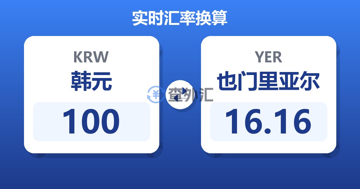 100韩元兑也门里亚尔