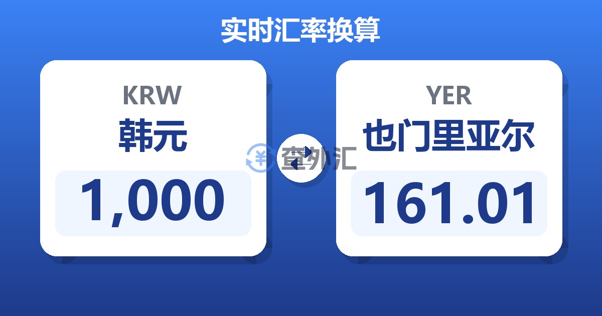 1,000韩元兑也门里亚尔