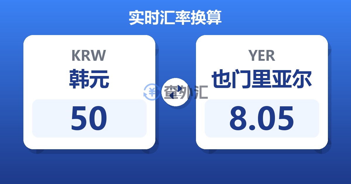 50韩元兑也门里亚尔