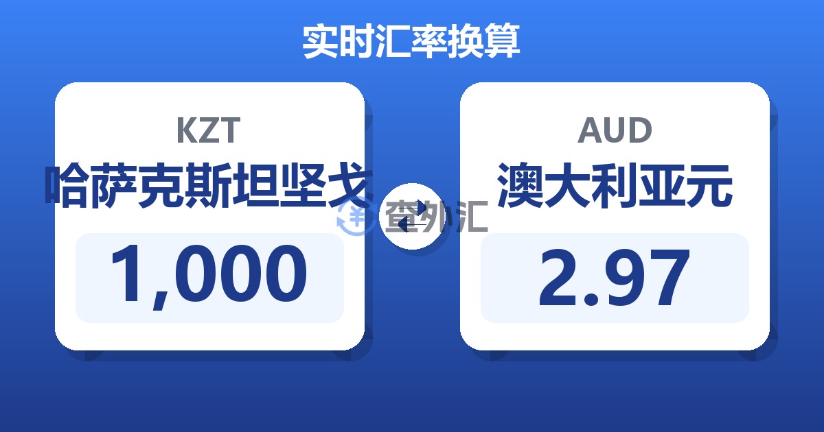 1,000哈萨克斯坦坚戈兑澳大利亚元