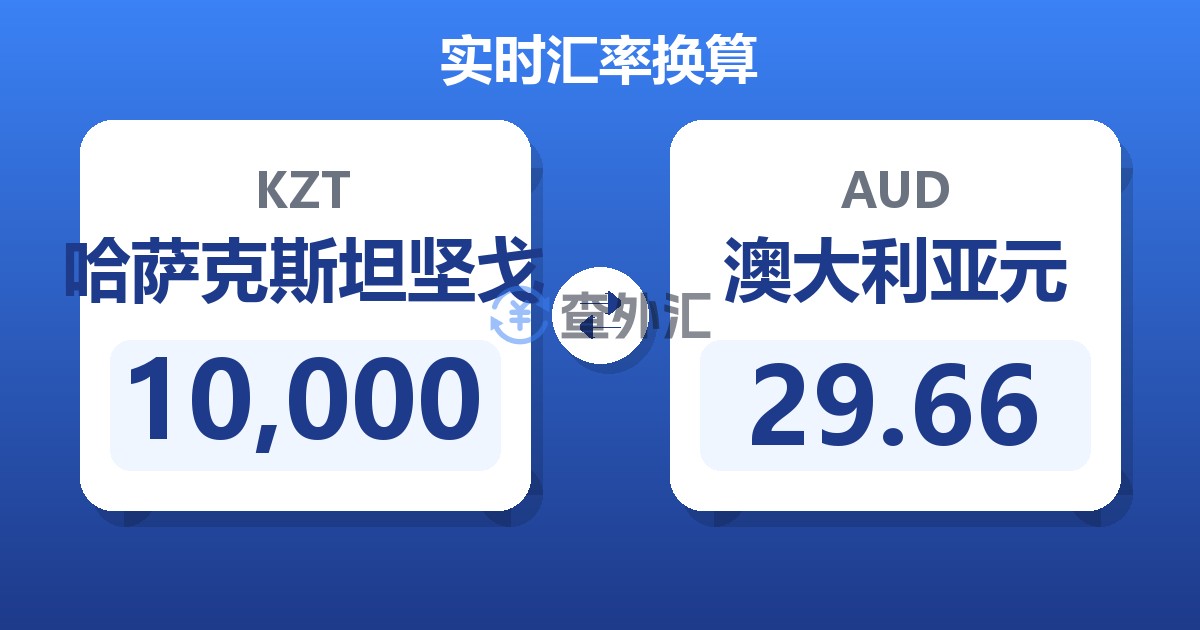 10,000哈萨克斯坦坚戈兑澳大利亚元