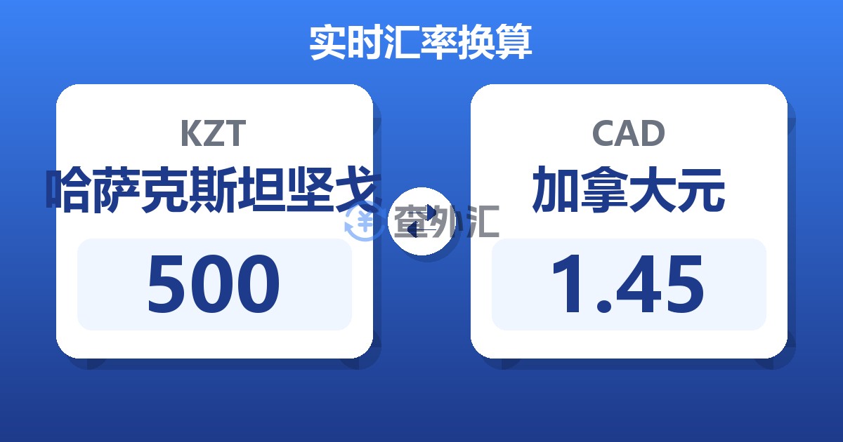 500哈萨克斯坦坚戈兑加拿大元