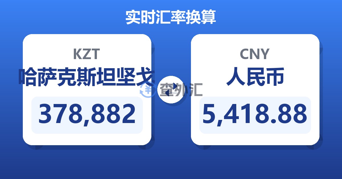 378,882哈萨克斯坦坚戈兑人民币