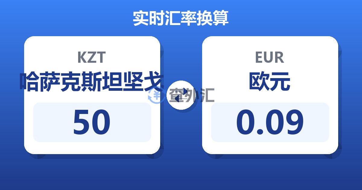 50哈萨克斯坦坚戈兑欧元