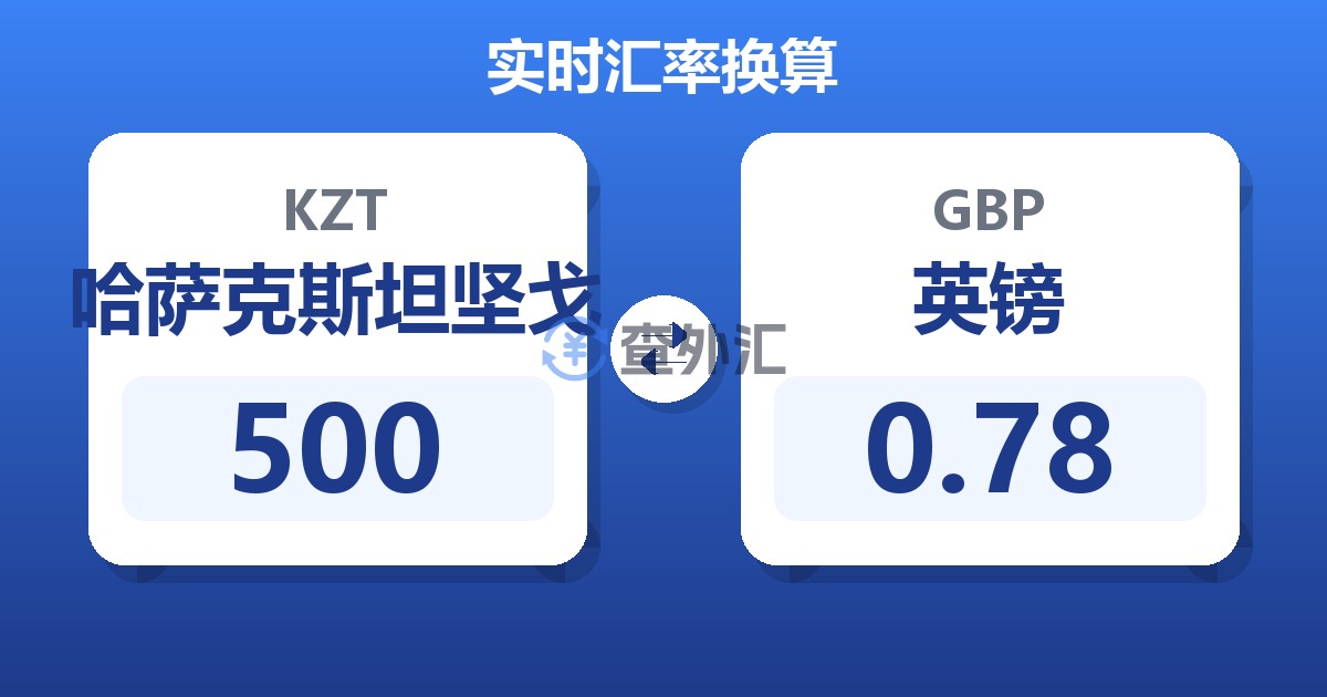 500哈萨克斯坦坚戈兑英镑