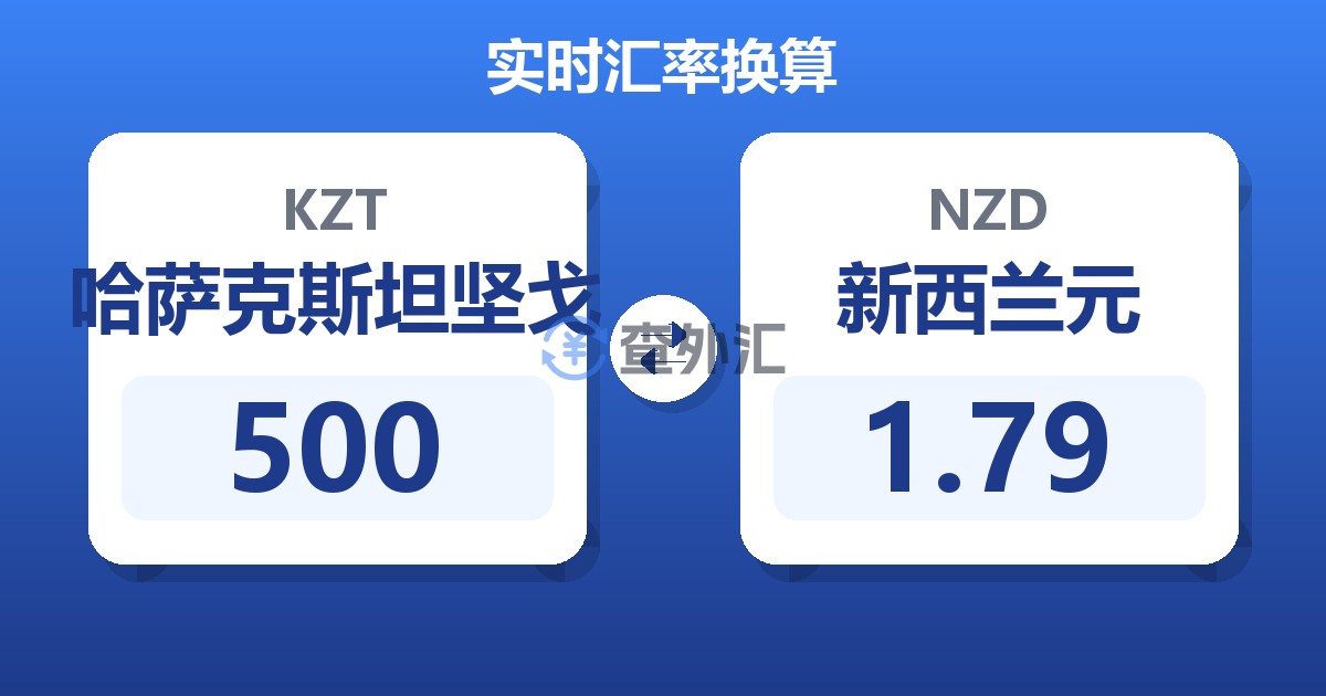 500哈萨克斯坦坚戈兑新西兰元