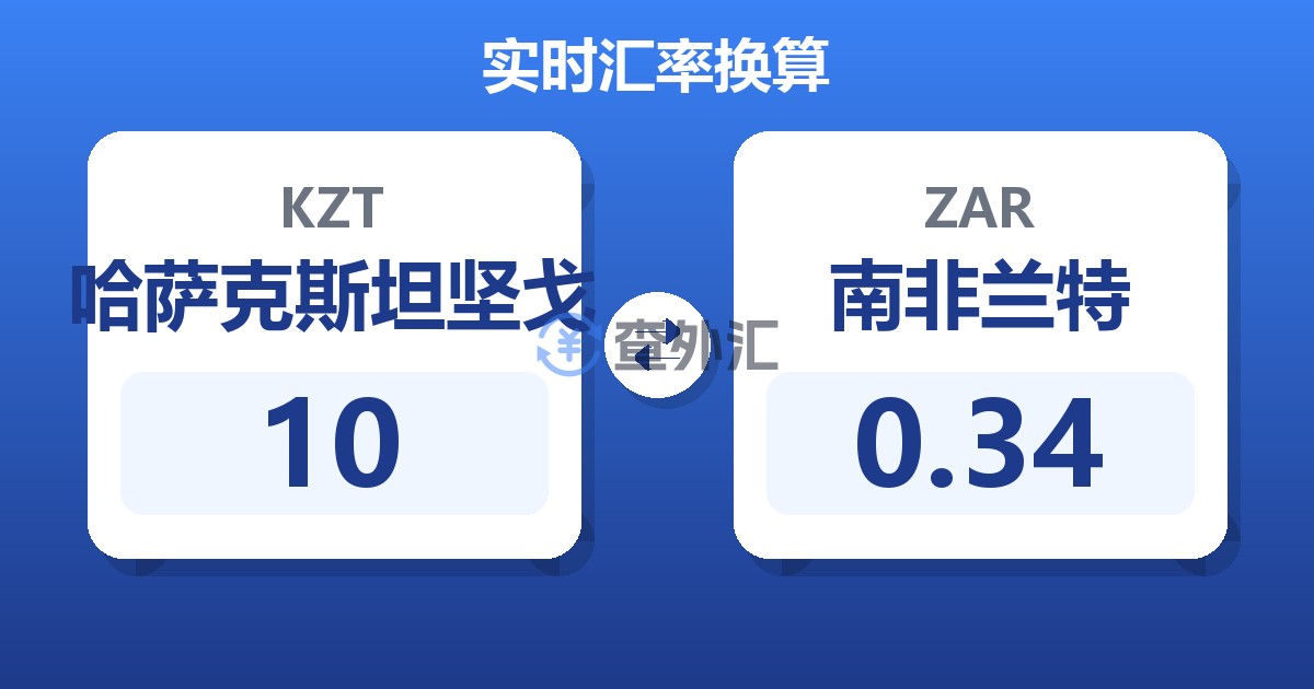 10哈萨克斯坦坚戈兑南非兰特