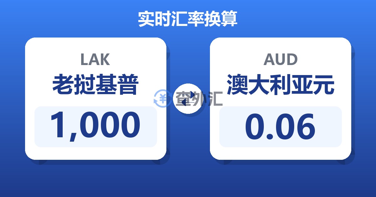 1,000老挝基普兑澳大利亚元