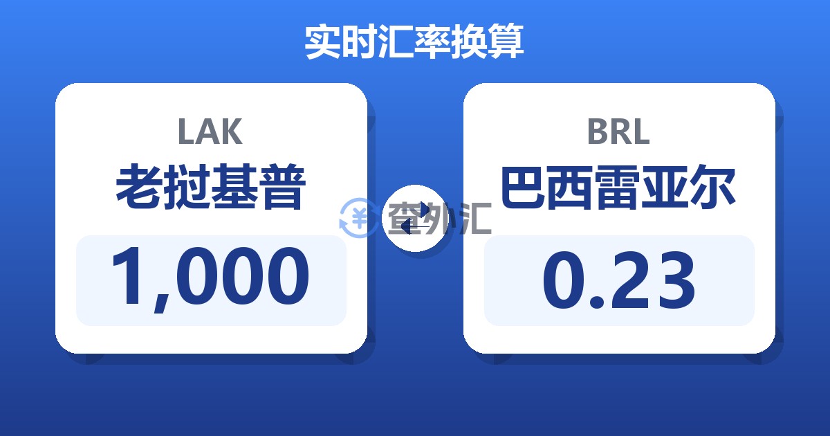 1,000老挝基普兑巴西雷亚尔