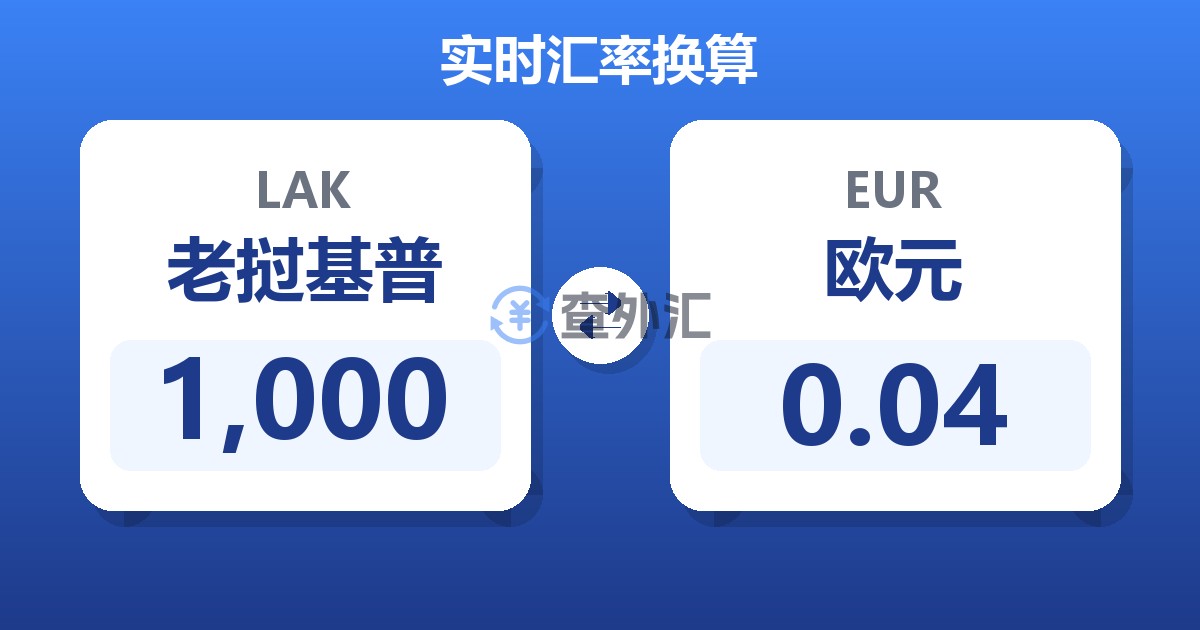 1,000老挝基普兑欧元