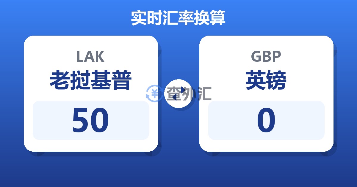 50老挝基普兑英镑