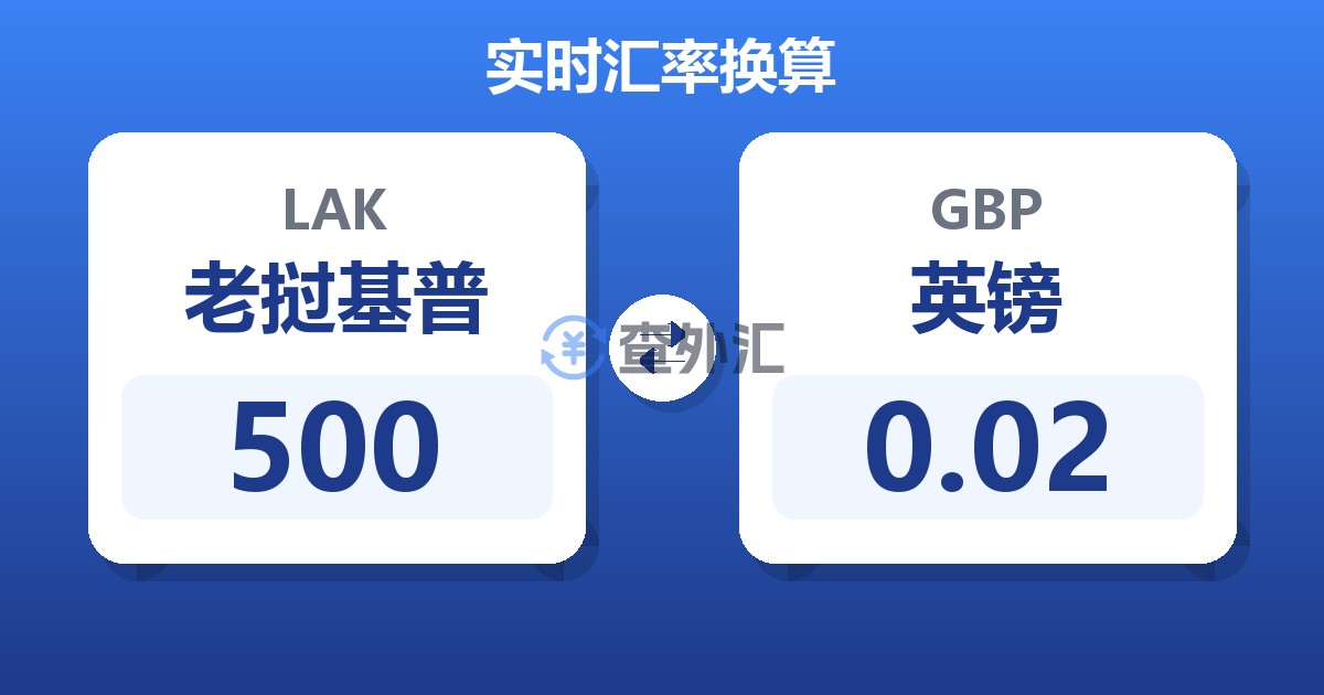 500老挝基普兑英镑