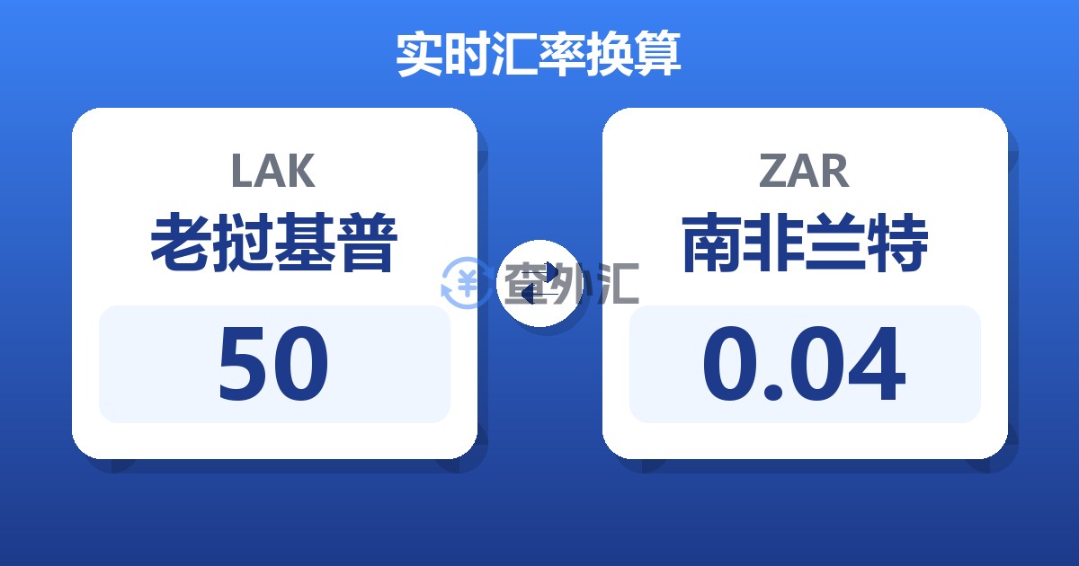 50老挝基普兑南非兰特