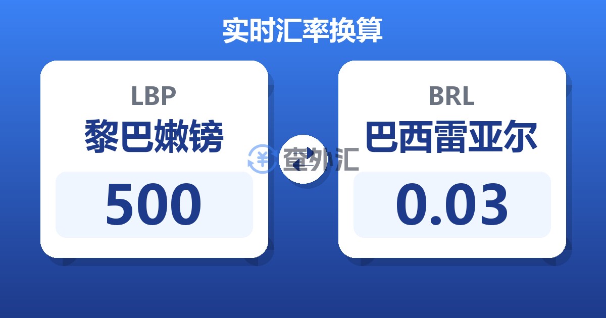 500黎巴嫩镑兑巴西雷亚尔
