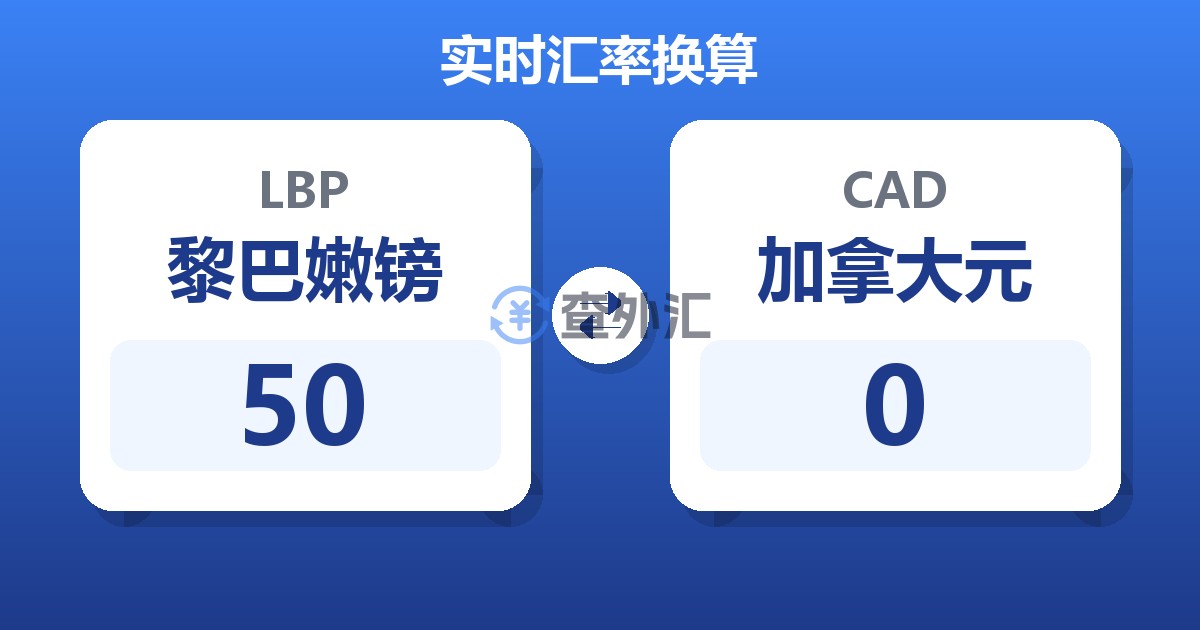 50黎巴嫩镑兑加拿大元