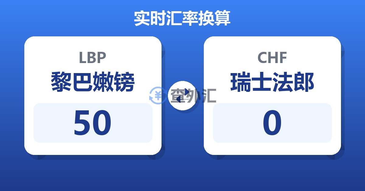 50黎巴嫩镑兑瑞士法郎