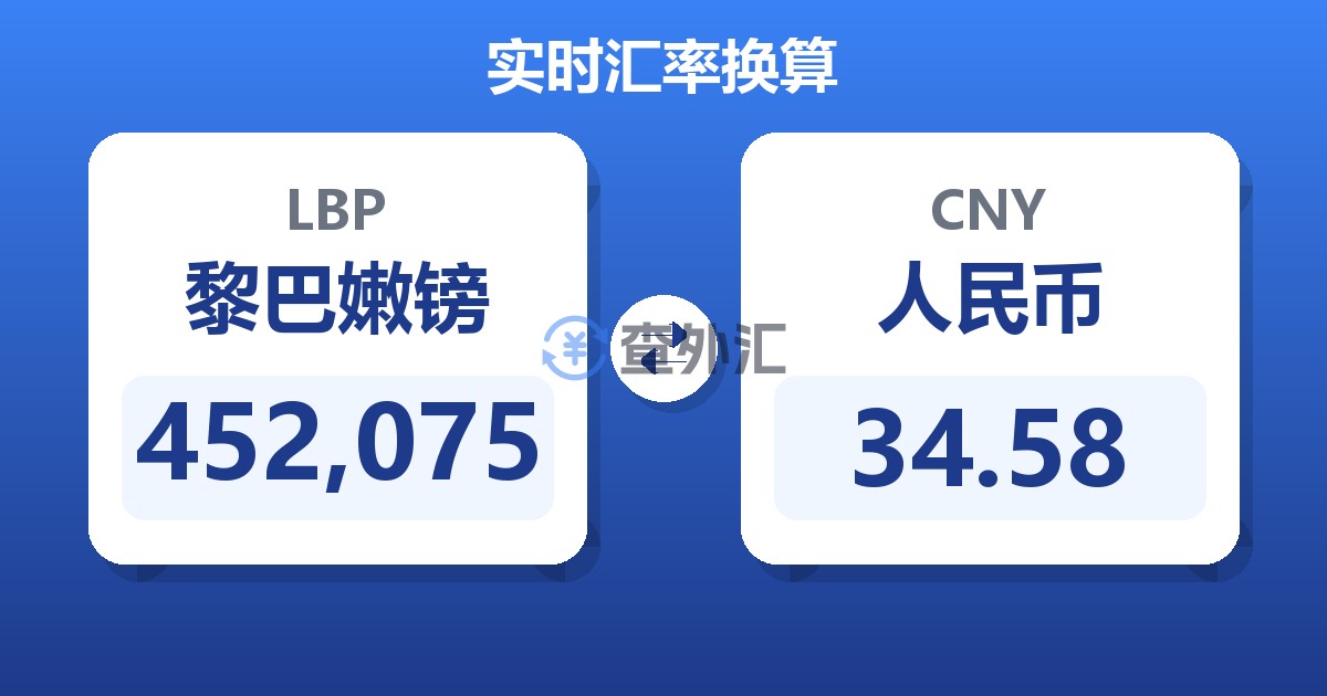 452,075黎巴嫩镑兑人民币