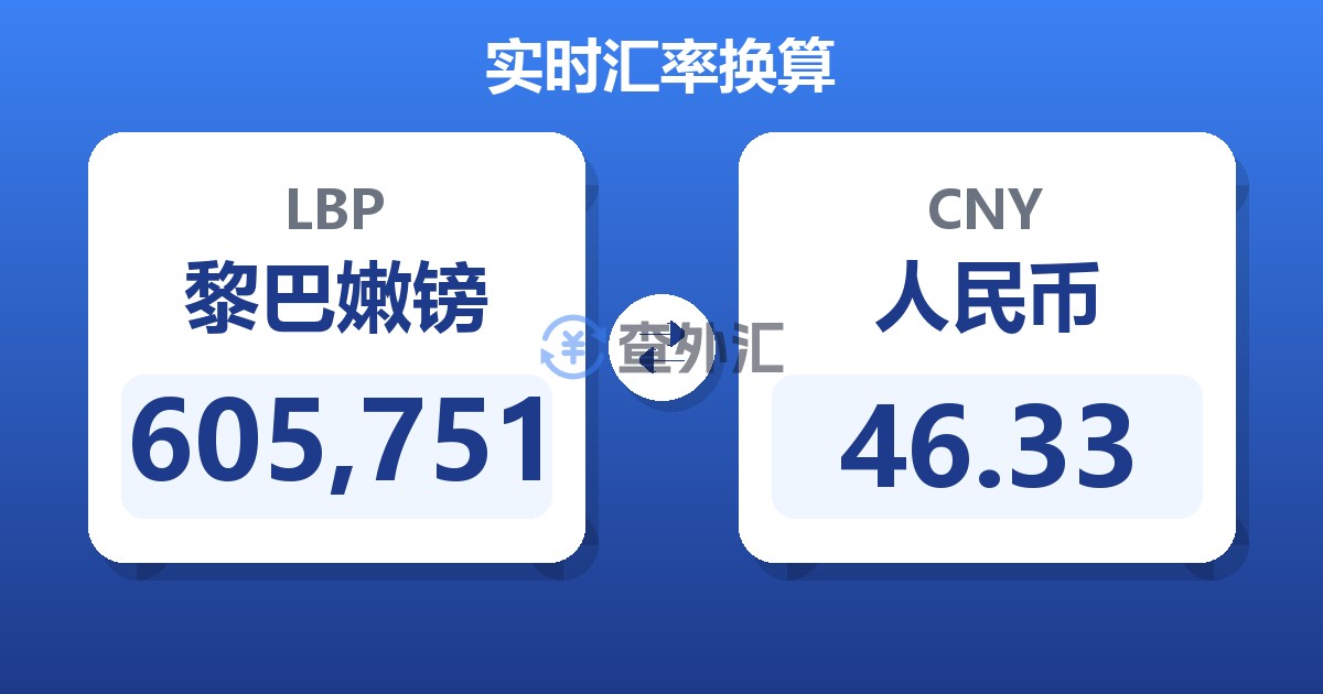 605,751黎巴嫩镑兑人民币