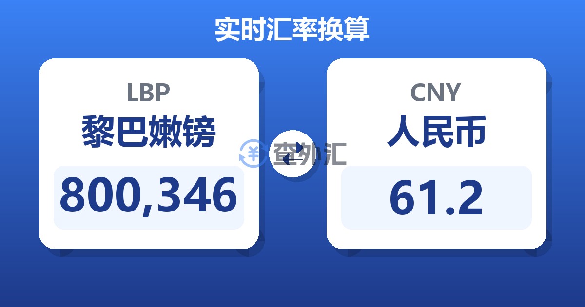 800,346黎巴嫩镑兑人民币