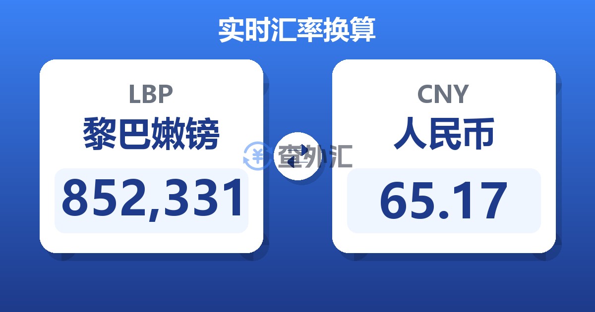 852,331黎巴嫩镑兑人民币