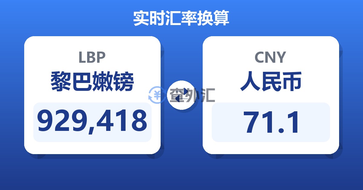 929,418黎巴嫩镑兑人民币
