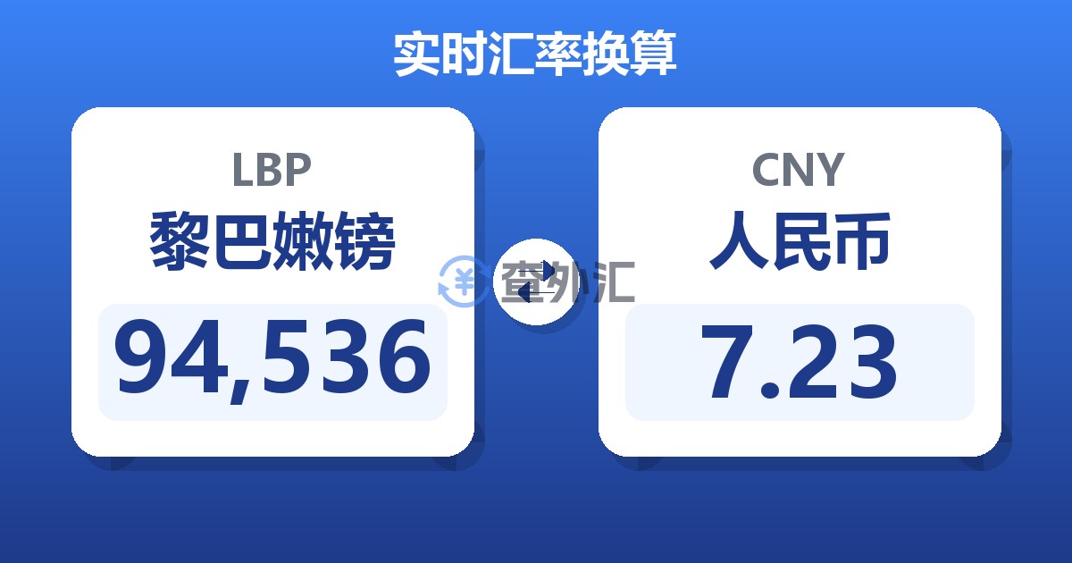 94,536黎巴嫩镑兑人民币