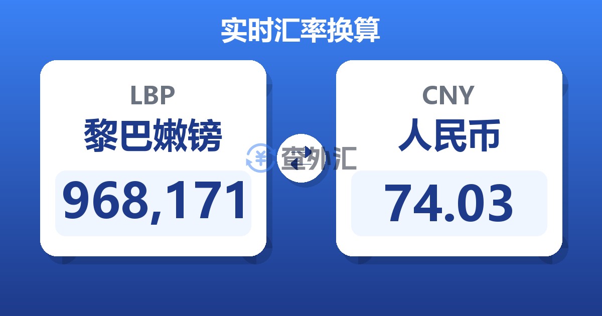 968,171黎巴嫩镑兑人民币