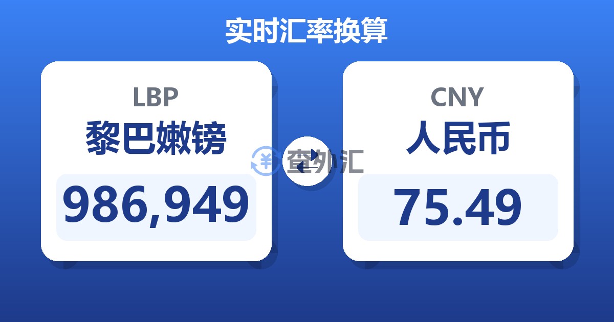 986,949黎巴嫩镑兑人民币