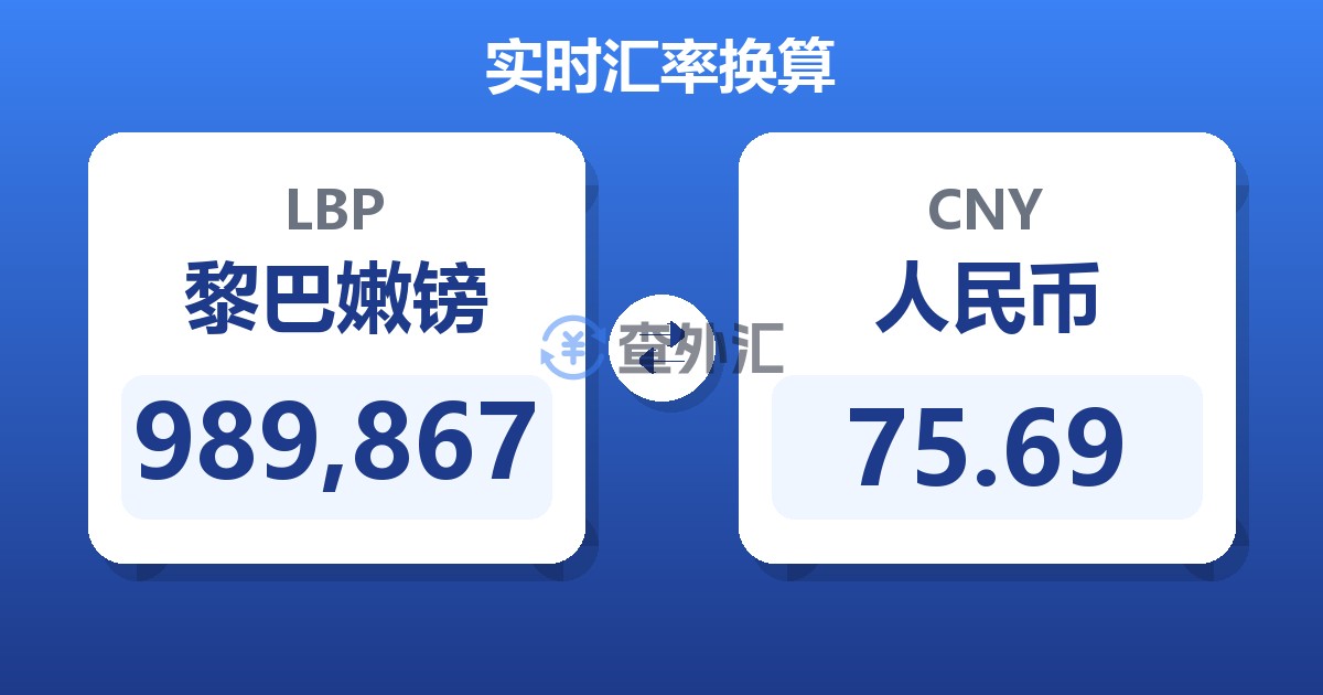 989,867黎巴嫩镑兑人民币
