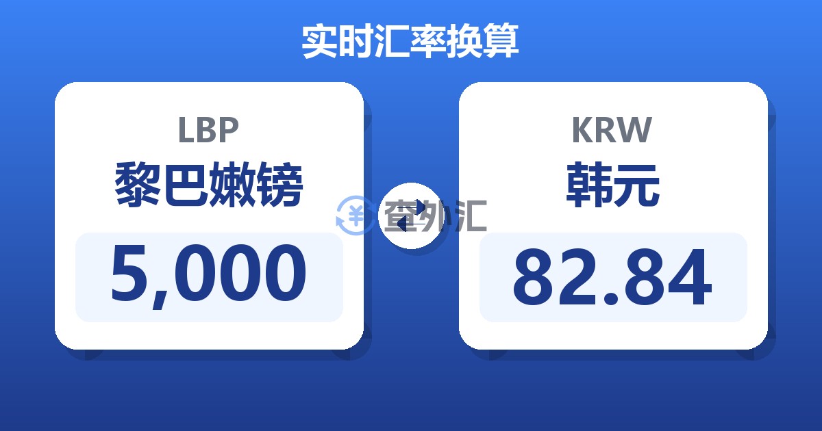 5,000黎巴嫩镑兑韩元