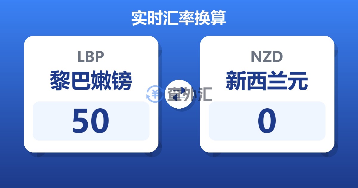 50黎巴嫩镑兑新西兰元