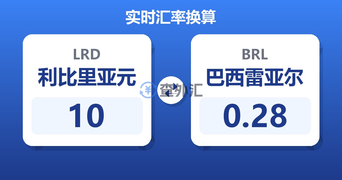 10利比里亚元兑巴西雷亚尔