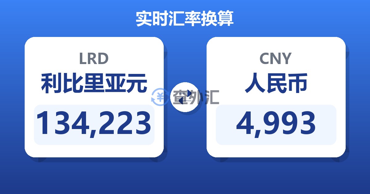 134,223利比里亚元兑人民币