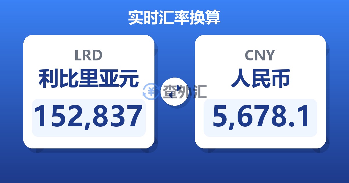 152,837利比里亚元兑人民币