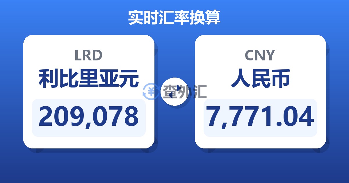 209,078利比里亚元兑人民币