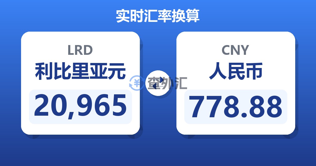 20,965利比里亚元兑人民币