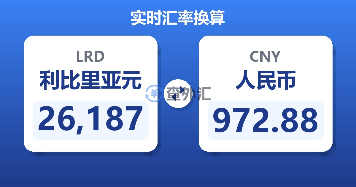 26,187利比里亚元兑人民币