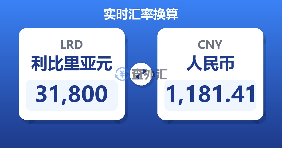 31,800利比里亚元兑人民币