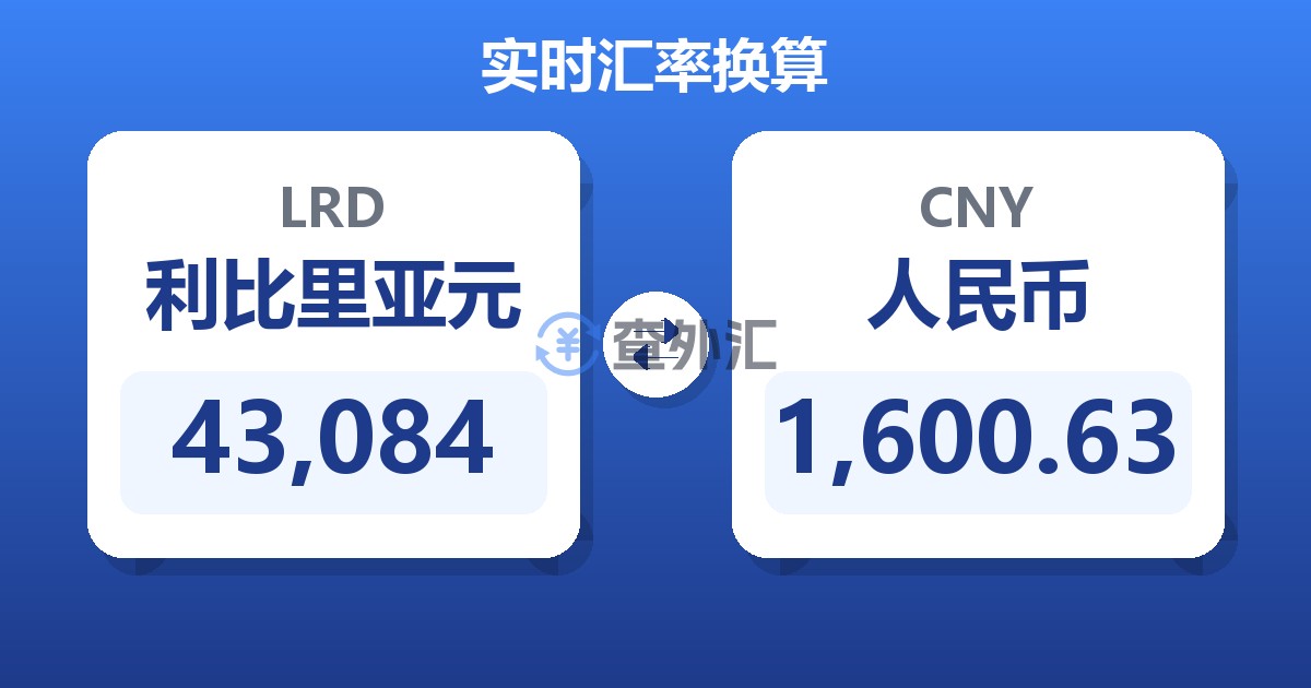 43,084利比里亚元兑人民币