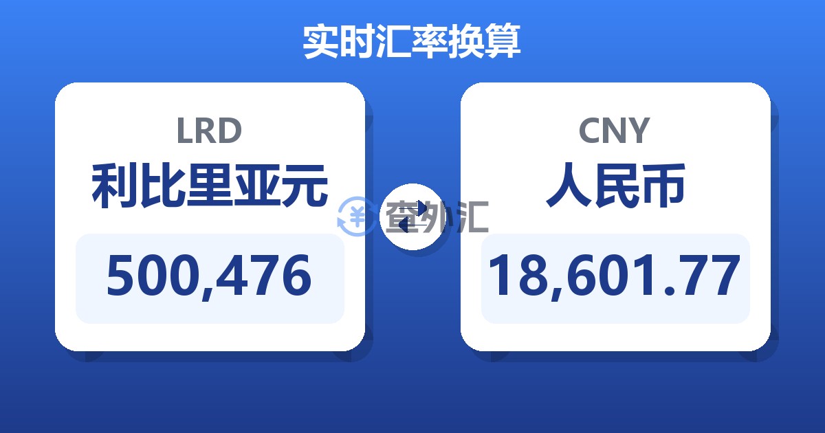 500,476利比里亚元兑人民币