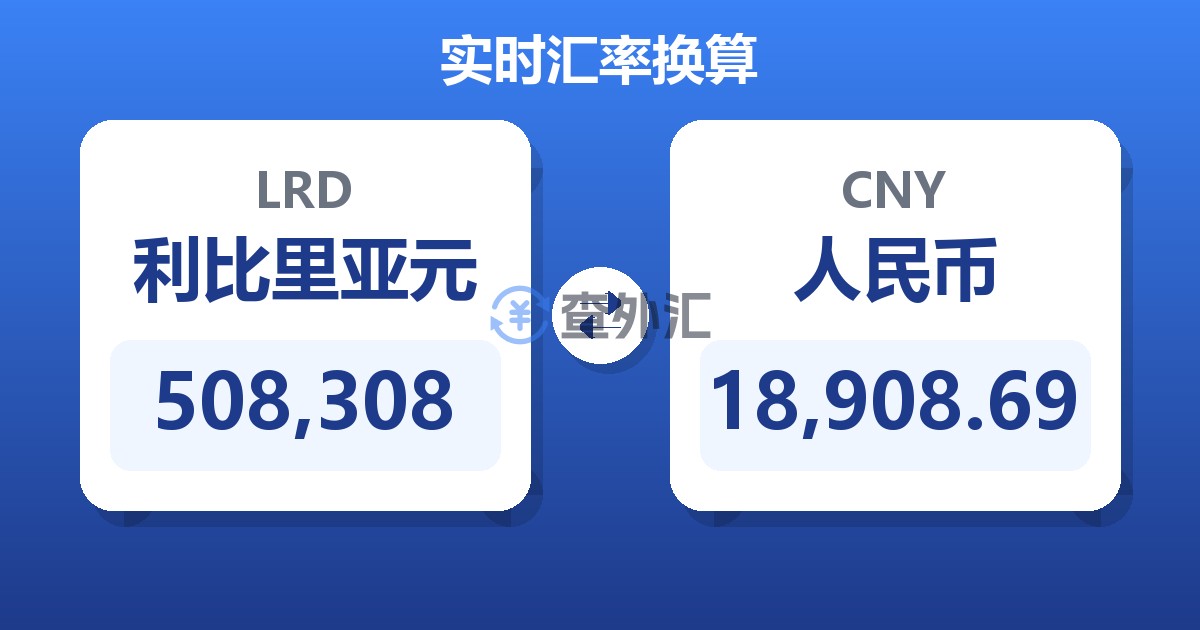 508,308利比里亚元兑人民币