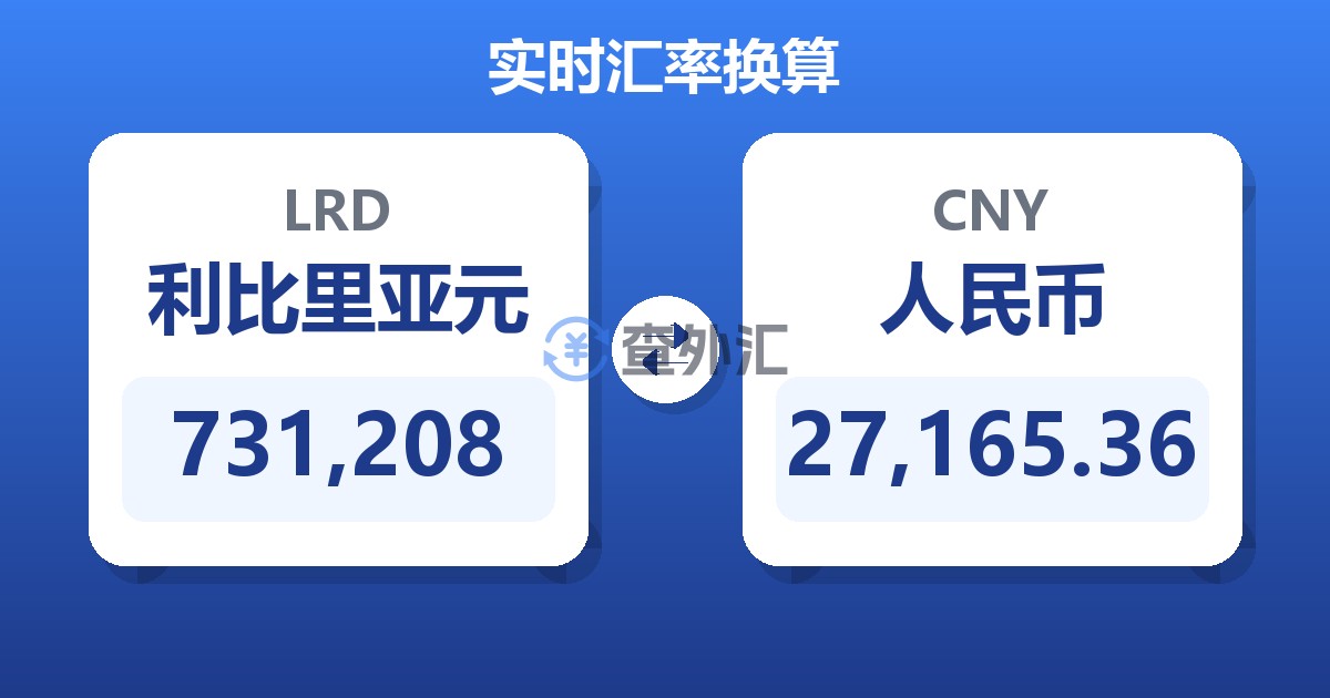 731,208利比里亚元兑人民币