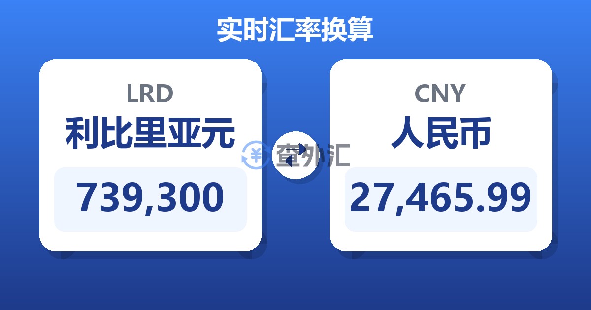 739,300利比里亚元兑人民币